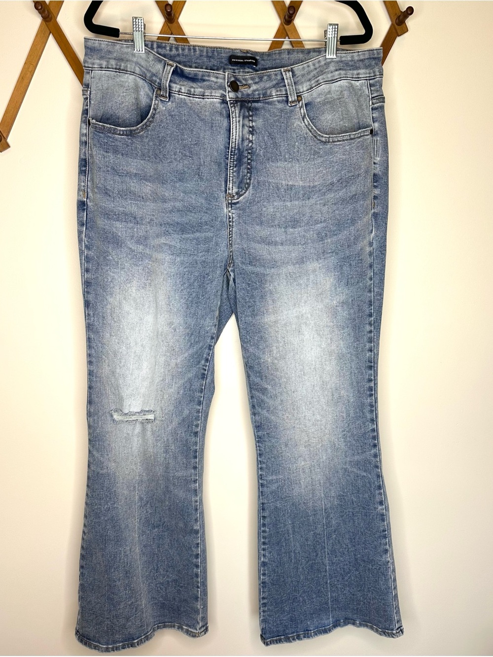 Universal Standard Farrah High Rise Flare Jeans in Western Blue 20